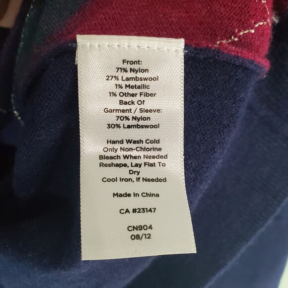 Talbots Womens Multicolor Argyle Lambswool Sweater Size Large - Picture 5 of 5